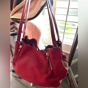 BURBERRY Maiden Tote Leather & House Check Canvas w/ Dust Bag.